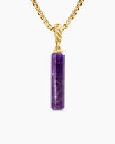 Barrel Amulet with Amethyst and 18K Yellow Gold, 20mm
